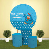 Load image into Gallery viewer, Lofaris Circle Blue Bird Round Happy Birthday Party Backdrop