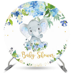Lofaris Circle Blue Floral And Elephant Baby Shower Backdrop