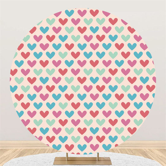 Lofaris Circle Blue Pink Love Happy Birthday Backdrop For Party