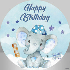 Lofaris Circle Blue Star And Elephant Happy Birthday Backdrop Kit