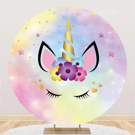 Lofaris Circle Bokeh Dream Sky Unicorn Birthday Backdrop Banner