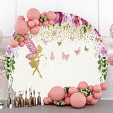 Load image into Gallery viewer, Lofaris Circle Butterfly And Flower Happy Birthday Backdrop