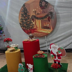 Lofaris Circle Christmas Tree And Warm House Decoration Backdrop