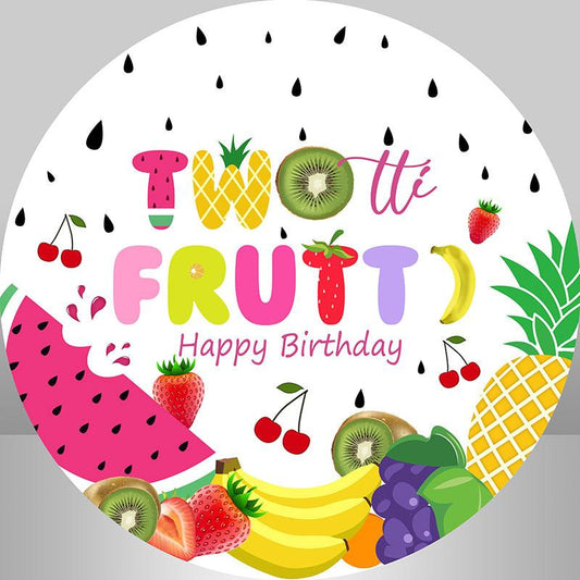 Lofaris Circle Colored Fruit Happy Birthday Backdrop For Party