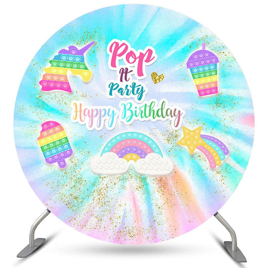 Lofaris Circle Colorful Rainbow Pop It Birthday Party Backdrop
