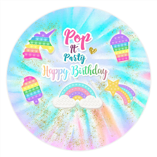 Lofaris Circle Colorful Rainbow Pop It Birthday Party Backdrop