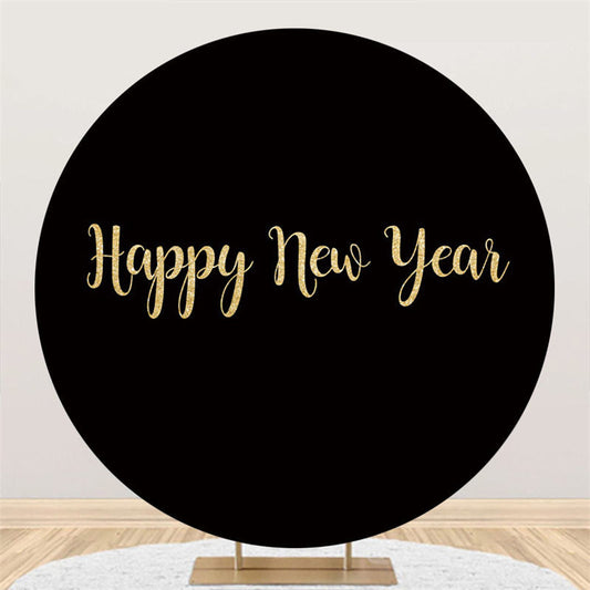 Lofaris Circle Custom Gold Glitter Happy New Year Backdrop