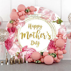 Lofaris Circle Floral Gold White Happy Mothers Day Backdrop