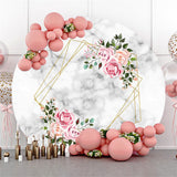 Load image into Gallery viewer, Lofaris Circle Floral Grey Black Marble Texture Birthday Backdrop