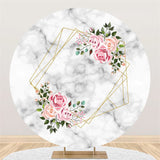 Load image into Gallery viewer, Lofaris Circle Floral Grey Black Marble Texture Birthday Backdrop