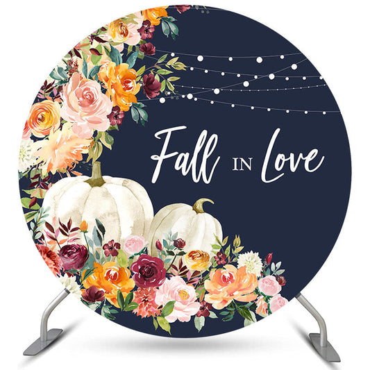 Lofaris Circle Floral Pumpkin Fall In Love Wedding Backdrop