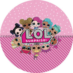 Lofaris Circle Glitter Girls Round Pink Birthday Backdrops