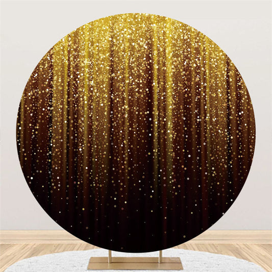 Lofaris Circle Glitter Gold And Black Happy Birthday Backdrop
