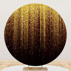 Lofaris Circle Glitter Gold And Black Happy Birthday Backdrop