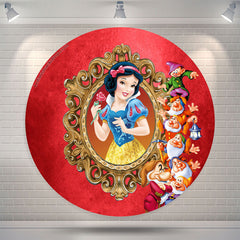 Lofaris Circle Glitter Princess And Dwarf Birthday Backdrop