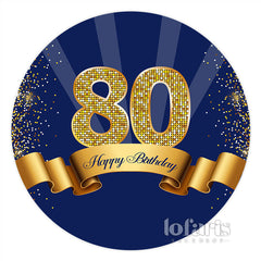 Lofaris Circle Glitter Royal Blue Happy 80th Birthday Backdrop
