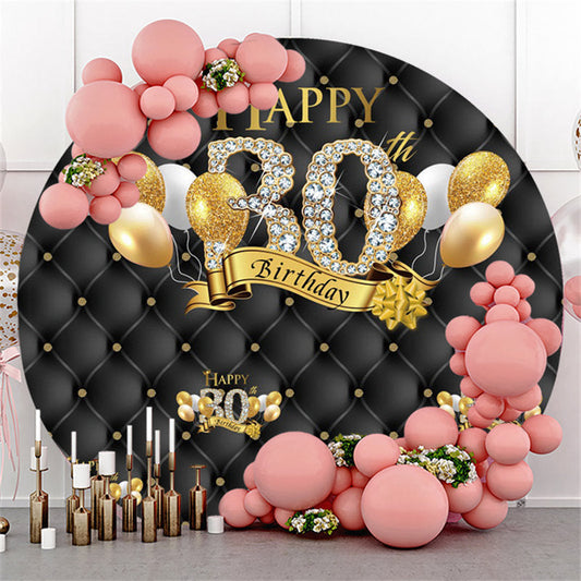 Lofaris Circle Gold Balloons Black Happy 40Th Birthday Backdrop