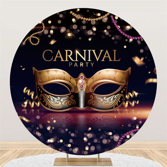 Lofaris Circle Gold Black Mask Bokeh Backdrop For Carnival Party
