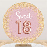 Load image into Gallery viewer, Lofaris Circle Gold Glitter Light Pink 18th Birthday Backdrop
