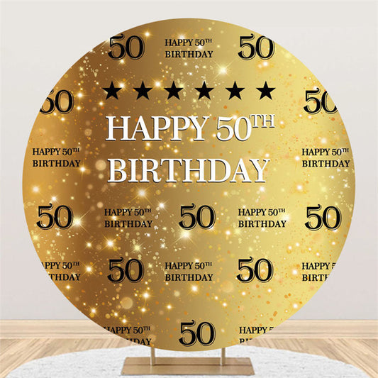 Lofaris Circle Golden Happy 50Th Birthday Backdrop For Party