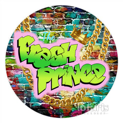 Lofaris Circle Graffiti Brick Fresh Prince Baby Shower Backdrop