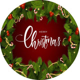 Load image into Gallery viewer, Lofaris Circle Green Leaves Merry Chrismas Backdrop For Party