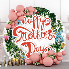 Lofaris Circle Green Wreath Floral Happy Mothers Day Round Backdrops