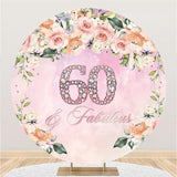 Load image into Gallery viewer, Lofaris Circle Happy 60th Pink Birthday Backdrop For Party