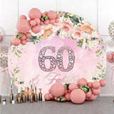 Load image into Gallery viewer, Lofaris Circle Happy 60th Pink Birthday Backdrop For Party