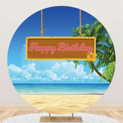 Lofaris Circle Hawaii Beach Summer Happy Birthday Backdrop