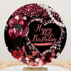 Lofaris Circle High Heels Balloon Red Theme Birthday Backdrop