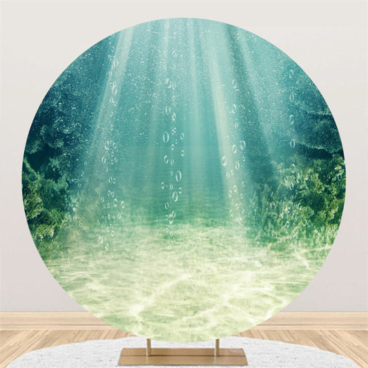 Lofaris Circle Light Green Sea World Scenery Party Backdrop