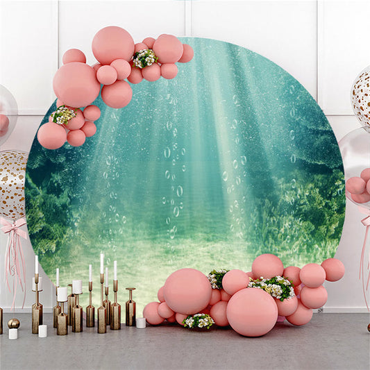 Lofaris Circle Light Green Sea World Scenery Party Backdrop