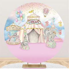 Lofaris Circle Light Pink Circus Theme Birthday Party Backdrop