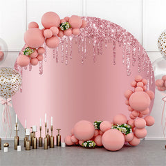 Lofaris Circle Light Pink Glitter Birthday Party Backdrops