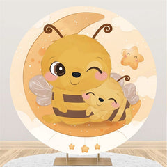 Lofaris Circle Little Bee And Moo Star Round Baby Shower Backdrop