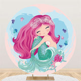 Load image into Gallery viewer, Lofaris Circle Mermaid Princess Happy Birthday Party Backdrop