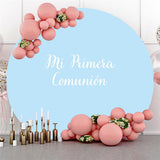 Load image into Gallery viewer, Lofaris Circle Mi Primera Comunion Round Blue Baby Shower Backdrop
