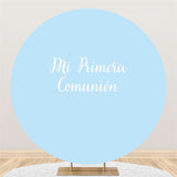 Load image into Gallery viewer, Lofaris Circle Mi Primera Comunion Round Blue Baby Shower Backdrop