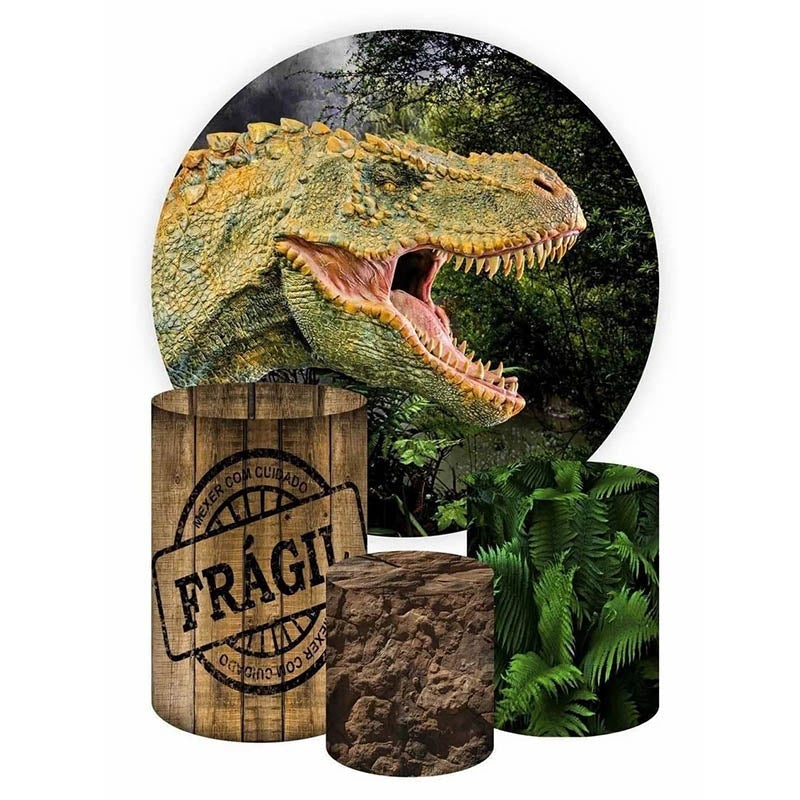 Lofaris Circle Nature Dinosaur Round Birthday Backdrop Kit