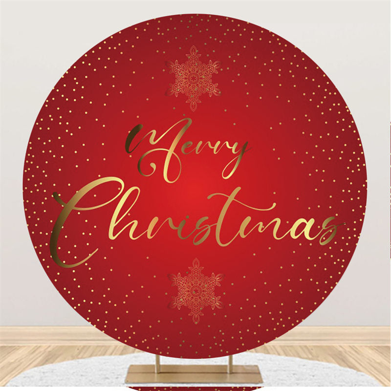Lofaris Circle Navy Red And Gold Merry Christmas Backdrops