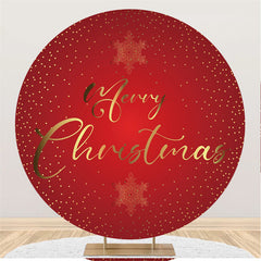 Lofaris Circle Navy Red And Gold Merry Christmas Backdrops