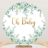Load image into Gallery viewer, Lofaris Circle Oh Baby Light Green Leaves Shower Backdrop