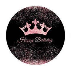 Lofaris Circle Pink Crown Happy Birthday Backdrop For Girl