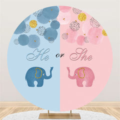 Lofaris Circle Pink Or Blue Little Elephant Baby Shower Backdrop