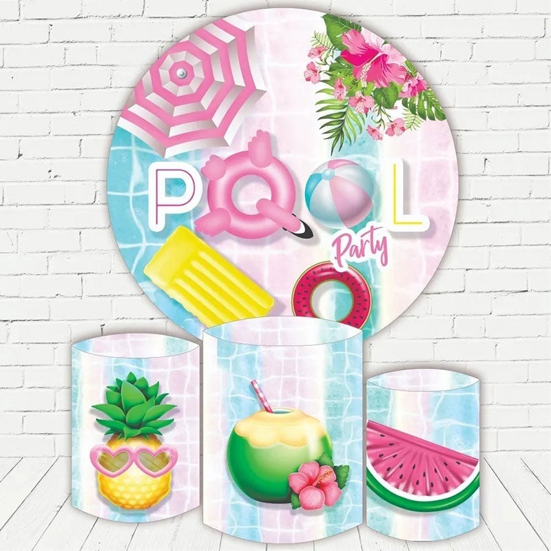 Lofaris Circle Pink Pool Party Backdrop Kit For Happy Birthday