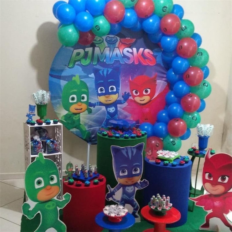 Lofaris Circle Pjmasks Round Birthday Party Backdrop For Boy