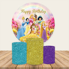 Lofaris Circle Princess And Rainbow Happy Birthday Backdrop Kit