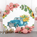 Load image into Gallery viewer, Lofaris Circle Pumpkin And Blue Car Happy Birthday Backdrop