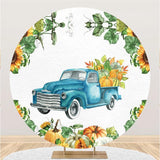 Load image into Gallery viewer, Lofaris Circle Pumpkin And Blue Car Happy Birthday Backdrop
